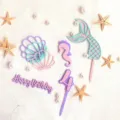 Set de adornos para tarta de acrílico tema océano cola de sirena decoración cumpleaños - Juego Edad 4
