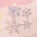 Transparent acrylic snowflake cake decoration, 4pcs holographic glitter design for birthday party. - Iridescent Without Stem
