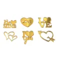 Toppers de pastel de corazón de San Valentín de acrílico espejo dorado, decoración love. - Juego de 6 piezas de corazón Love