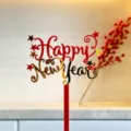 Acrylic Happy New Year cake topper 2026 holiday party decoration supply dessert decor - Double-Layer Pentagram Happy New Year
