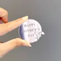 Acrylic Mother's Day cake topper detail shot, reflective round design with engraved text. - Small Tulip Style 1 / Rose Gold