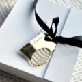 Gold acrylic Happy Easter hanging tag ribbon pendant cupcake topper holiday party decor. - Happy Easter Gold Egg Pendant