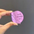 Acrylic Mother's Day cake topper, purple round sign with tulip line art for baking. - Tulip Style (D-544) / Mirror Rose Red