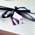 Easter bunny acrylic ribbon pendant detail shot, elegant holiday decoration and cake topper. - Happy Easter Rose Gold Bunny Ears Pendants