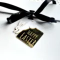 Cute Easter acrylic bunny rabbit ribbon hanging decoration cake topper detail view - Double-Layer Bunny Happy Easter Pendants