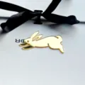 Gold acrylic running rabbit cake topper ribbon charm for Easter party decoration and gifts. - Gold Bunny Pendants