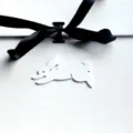 Easter white bunny rabbit acrylic pendant with black ribbon cake decoration topper - White Rabbit Charm