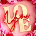 Ακρυλικό topper τούρτας Αγίου Βαλεντίνου LOVE YOU κόκκινα και λευκά γράμματα πάρτι - Love You διπλό στρώμα με χρυσή βάση