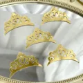 Gold mirror acrylic crown cake toppers, set of five pieces for birthday party decoration. - Golden Crown / 5 Pieces/Pack