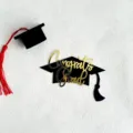 Graduation cake topper black gold acrylic congrats grad party decoration supplies cute design - Double Layer Graduation Style Two