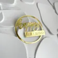 Gold acrylic happy birthday cake topper round shape party dessert decoration piece - Gold Round