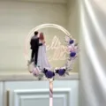 Ροζ Χρυσό Ακρυλικό Topper Τούρτας Γάμου Mr & Mrs Ζευγάρι Φυτικός Σχεδιασμός Πάρτι - Στυλ 8 MR&MRS / Πλάτος 11cm / Ροζ χρυσό