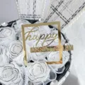 Acrylic Happy Anniversary cake topper gold rectangular party dessert decoration accessory - Gold Anniversary