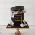 Happy birthday cake topper acrylic decoration with money design for party celebration setup. - Side Happy Birthday Style 2