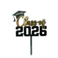 Black gold acrylic 2026 graduation cake topper for grad party celebration decoration. - 3 Graduation Cap Class of 2026