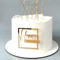 Acrylic happy birthday cake topper side decoration gold mirror minimalist party supplies - Side Happy Birthday Style 3