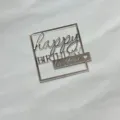 Acrylic square birthday cake topper detail shot, silver mirror finish, party decoration accent. - Silver Happy Birthday to You