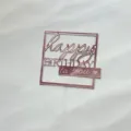 Rose gold acrylic square happy birthday cake topper, delicate cutout text detail view. - Rose Gold Happy Birthday to You