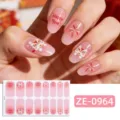 Pegatinas de uñas de danza del león de año nuevo rosa degradado gel manicura festiva - Uñas postizas y lima de uñas