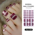 Close-up detail of burgundy cat-eye gradient toe nail stickers showcasing glitter texture. - Cat Eye Glitter Style (ZXJ-0188) / Press-on Nails and Nail File