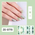 Green marble gradient nail art wraps detail, showing realistic finish and multiple sizes. - Green-White Marble Nail Sticker (ZE-0770)