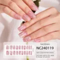 Aftokollhta nyxiwn gel roz glitter UV semi cured gia gynakes 20temaxia set onychwn - Στυλ NC240119