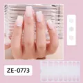 Gradient pink press on nails full cover false nail art stickers set for women and girls. - Gradient Pink French Nail Sticker (ZE-0773)