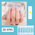 Pegatinas de uñas con degradado azul y purpurina 16 puntas cobertura completa nail art - Pegatina de Uñas con Brillo Degradado Azul (ZE-0795)