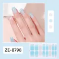 Bandas de esmalte de uñas con brillo degradado azul pegatinas de uñas adhesivas completas. - Pegatina de Uñas Láser Degradado Azul (ZE-0798)