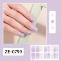 Purple gradient glitter nail wrap stickers with star and butterfly designs for cute hand nail art. - Purple Gradient Butterfly Nail Sticker (ZE-0799)