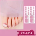 Zomer roze verloop glitter teennagelstickers met schattige witte madeliefjes bloemen. - Roze Madeliefje Gradiënt Stijl (ZXJ-0154)