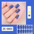 Blue glitter nail wraps with gold stars laser nail art stickers full cover manicure set. - Blue Laser Star Nail Sticker (ZE-0803)