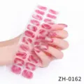 Pegatinas de uñas degradadas en rosa con elegantes líneas blancas para manicura. - Estilo Degradado Rosa (ZH-0162) / Uñas postizas y lima de uñas