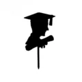 Graduation acrylic cake topper black silhouette design for graduation party dessert decoration. - Small Male Doctor - Black