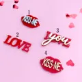 Valentine acrylic cake topper set, love and kiss me designs for cupcake decoration. - Design No. 2 "Love"