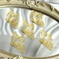 Gold acrylic hollow butterfly cake topper party decoration sweet dessert table ornament 5pcs - Gold Side Butterfly