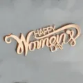 Topper de Gâteau Jour des Femmes en Acrylique Or Rose Fête des Mères Cupcake Topper - Texte Happy Womens Day Or Rose