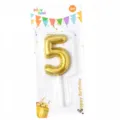 Gold number 5 birthday cake candle with plastic stick for party celebration supply 1pc - Number Candle Gold 5