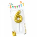 Gold number 6 birthday candle cake topper party decoration with blister packaging card - Number Candle Gold 6