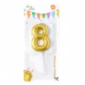 Gold number 8 birthday candle with holder, party cake decoration blister card pack. - Number Candle Gold 8