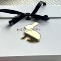 Gold Mirror Acrylic Easter Rabbit Pendant with Black Ribbon Cake Topper Cupcake Decoration - Bowtie Bunny Cupcake Toppers