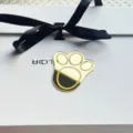 Gold Mirror Acrylic Bunny Paw Cake Topper Easter Ribbon Pendant Party Decoration - Bunny Paw Cupcake Toppers