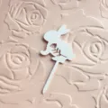 Easter white acrylic rabbit cake topper with cute flower cutout design for party decor. - 1 White Bunny Cupcake Topper