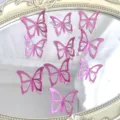 Rosa 3D hohle Acryl Schmetterling Tortenaufleger und Partydeko fuer Geburtstagsfeiern. - 10 Stück (Breite 3.8cm*5+Breite 4.5cm*5) / Spiegel Rosenrot