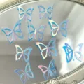 3D Schmetterling Tortenaufleger irisierend Acryl Schmetterling Dekorationen für Geburtstag Party - 10 Stück (Breite 3.8cm*5+Breite 4.5cm*5) / Laser Holografisch Blau