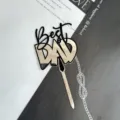 Decorazione per torta in acrilico festa del papà Best DAD specchio nero e argento - 1 Nero e argento