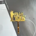 Gold Acryl Vatertag Tortenaufsatz mit Silhouette Design fuer die beste Party Dekoration. - Vater & Sohn, Gold