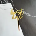 Goldener Acryl Best Dad Kuchen Topper für Vatertag Party Dessert Dekoration Einleger. - Bester Papa Gold