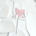 Día de la Madre rosa blanco acrílico pastel topper I U Mom doble capa postre fiesta decor - Rosa y Blanco Te Amo Mamá