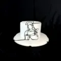 Topper para tarta de acrílico graduada femenina arte de línea negra decoración fiesta - Mujer Sosteniendo Certificado / Negro